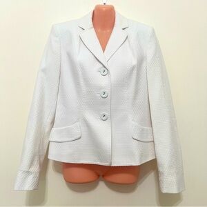 Albert Nipon White Textured Blazer Jacket Sophisticated Career Lux